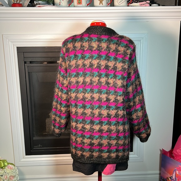 Wool jacket with linen inside black/green spackle golden/Pink multiple colour - Picture 3 of 7